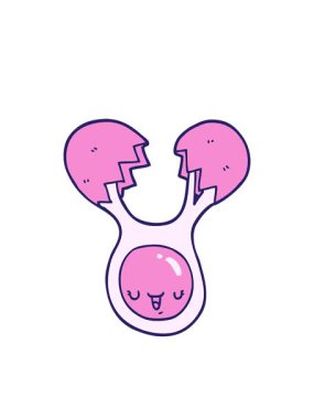 Kırık yumurtanın çizgi film animasyonu yanıp sönen radyal çizgiler.