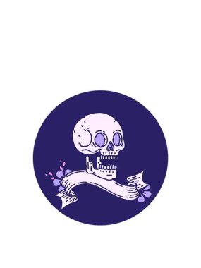 Dövme biçimi simgesi ve kafatası pankartı ile atlama hareketi canlandırması