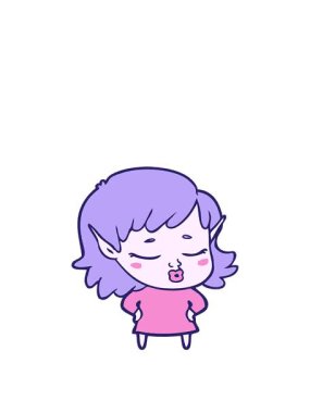 Bir elf kızının karalama karikatürünün animasyonunu uzatıyorum.