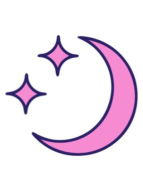 Ayın ve yıldızların geleneksel tarzında dövmenin parlak ışık efekti