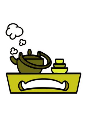 Ahşap tepside Japon çayının renk değişimi