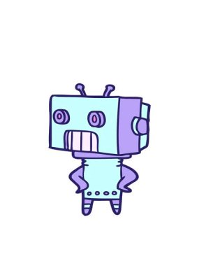 karikatür robot karakterinin hareketli animasyonu