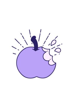 Geleneksel dövme stili ısırılmış elma çizgilerinin göz kırpan çizgileri canlandırması