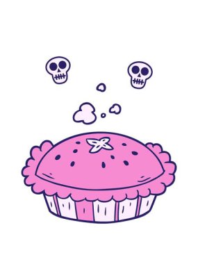 fırından yeni çıkmış sıcak bir karikatür turtasının kafatası animasyonu.