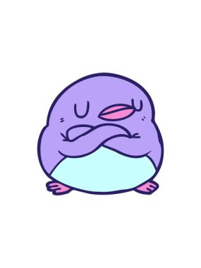 pressure popping animation of cartoon penguin with crossed arms