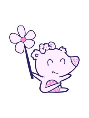 Çiçekli dişi kutup ayısı çizgi filmini canlandırın.