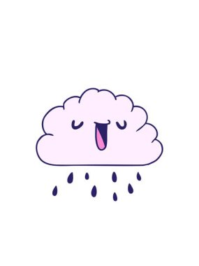 Çizgi film canlandırmasının yanıp sönen radyal çizgileri kawaii hava durumu bulutu