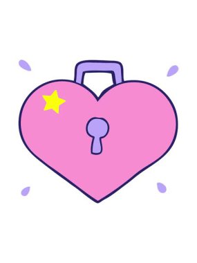 Parıldayan yıldızlar çizgi film aşk kalbini kilitler.