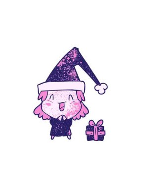 popping motion animation of girl wearing christmas hat