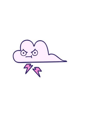 Bir gök gürültüsü bulutunun sevimli çizgi filminin yatay titreşimli animasyonu