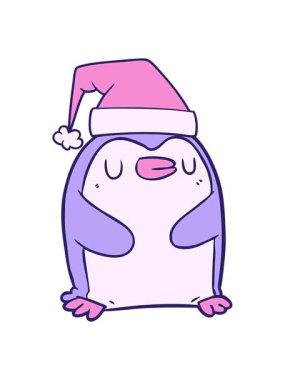 bobbing motion animation of cartoon penguin wearing christmas hat