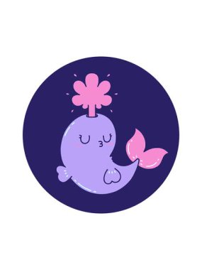 Dövme stili bir ikonun hareketli animasyonu mutlu fışkırtan balina karakteri