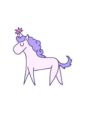 Tek boynuzlu atın el çiziminin bölünme etkisi.