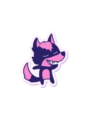 Bir karikatür kurdunun gülüşünün radyoaktif ışıldayan animasyonu