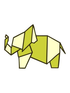 Japon katlanmış kağıt origami filinin renk animasyonu değişiyor