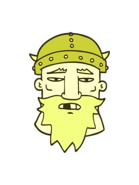 Çizgi film karalama viking yüzünün renk animasyonu