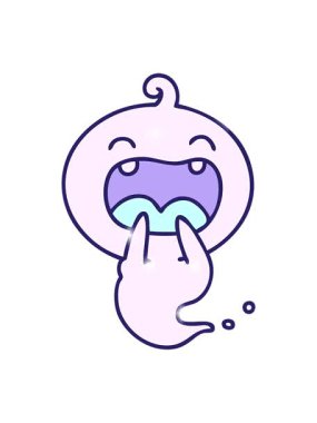 Güzel bir cadılar bayramı hayaletinin gülüşünün karikatür efekti.