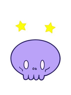 spinning stars animation of skull cartoon