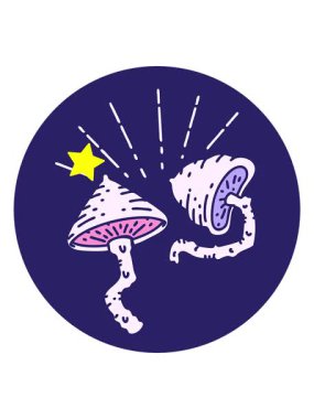 Parlayan yıldızlar dövme stili mantarların animasyonunu etkiler.