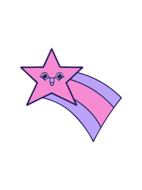attention grabbing animation of a cute cartoon of a shooting rainbow star