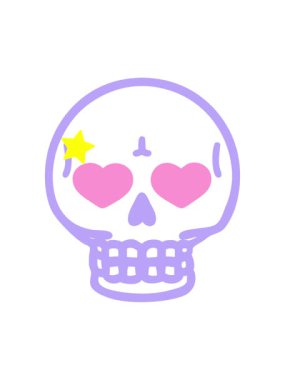 twinkling stars effect animation of tattoo in line style of a skull