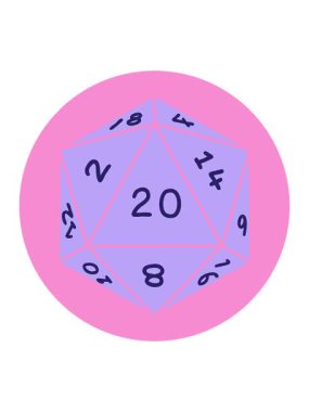 D20 zarının ikonik dövme stili görüntüsünün basınçlı canlandırması