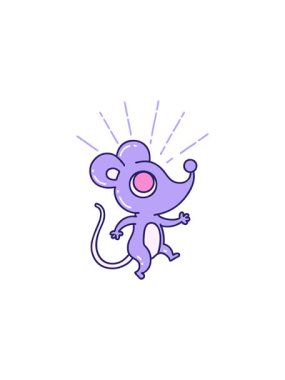 Geleneksel dövme stili fare karakterinin radyoaktif parlayan canlandırması