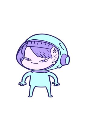 Karikatür astronot kadının hareketli animasyonu