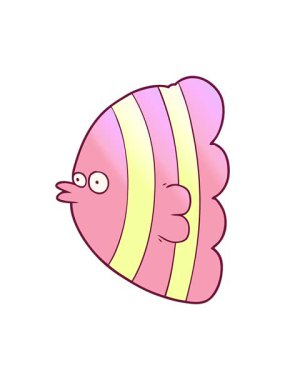 Çizgi filmlerdeki parlak renkli egzotik balıkların hareketlerini salla ve durdur