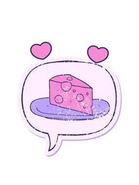 Konuşma balonu çıkartmalı çizgi film peynirinin dönen kalp animasyonu