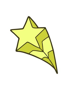 Çizgi film kayan yıldızının renk animasyonu değişiyor