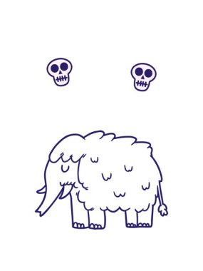 karikatür mamut simgesinin dönen kafatası animasyonu