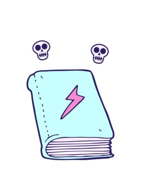 Çizgi film büyü kitabının dönen kafatası animasyonu