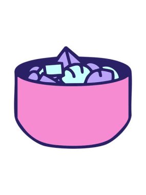 Karışık deniz ürünleri ve sebze Japon yemek kasesi çiziminin animasyonu