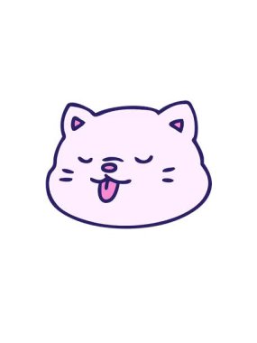 rise and float animation of cartoon of a cat sticking out tongue