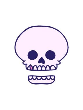 Dikkat çeken el çizimi bir kafatası karalaması.