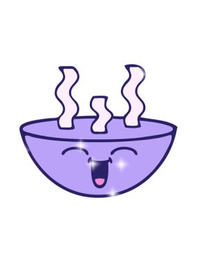 Bir kase sıcak çorba çiziminin ışıltılı etkisi