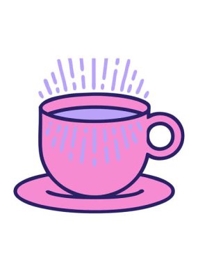 power up animation of iconic tattoo style illustrationof cup of coffee