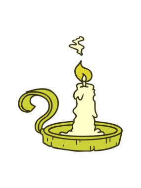 Mum tutucunun renk canlandırması ve yanan mum