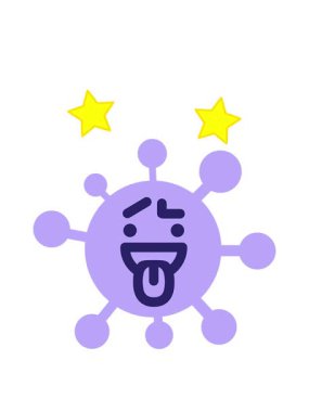 spinning stars animation of happy confused virus