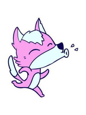 Fox çizgi film karakter tasarımının neon ışık efekti animasyonu