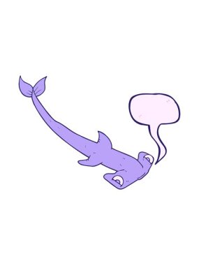 Serbest konuşma baloncuğu karikatür çekiç başlı köpekbalığının basınçlı animasyonu