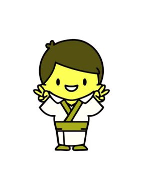 Geleneksel kıyafetlerle kutlama yapan Japon adamın renkli animasyonu