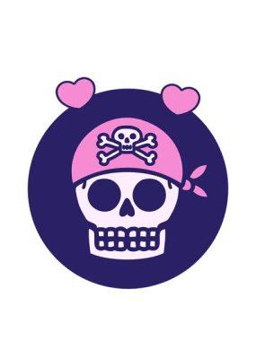 Bir korsan kafatasının sembolik dövme imgesinin dönen kalp animasyonu