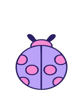 Bir uğur böceğinin tatlı çizgi filminin hareketli animasyonu