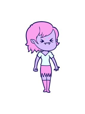 Sinirli vampir kız tasarımının neon ışık efekti animasyonu