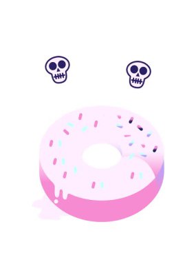 Lezzetli bir dondurmanın düz renkli çizgi filminin kafatası animasyonu