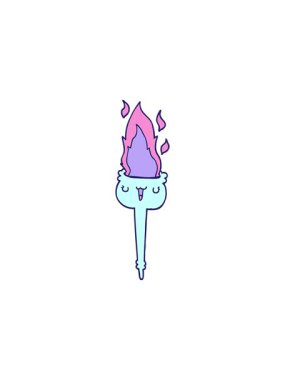 Çizgi film alev meşalesinin yıldız patlaması etkisi animasyonu