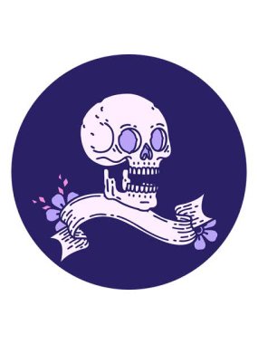 Dövme biçimi simgesinin parlayan ışık efekti bir kafatası sancağı ile canlandırması