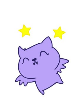 dönen yıldızlar el çizimi sevimli kawaii yarasasının çizgi filmi.